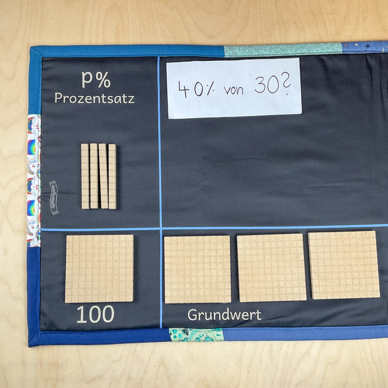 Prozentrechnung mit dem Prozentteppich und Dienes- oder goldenes Perlnenmaterial